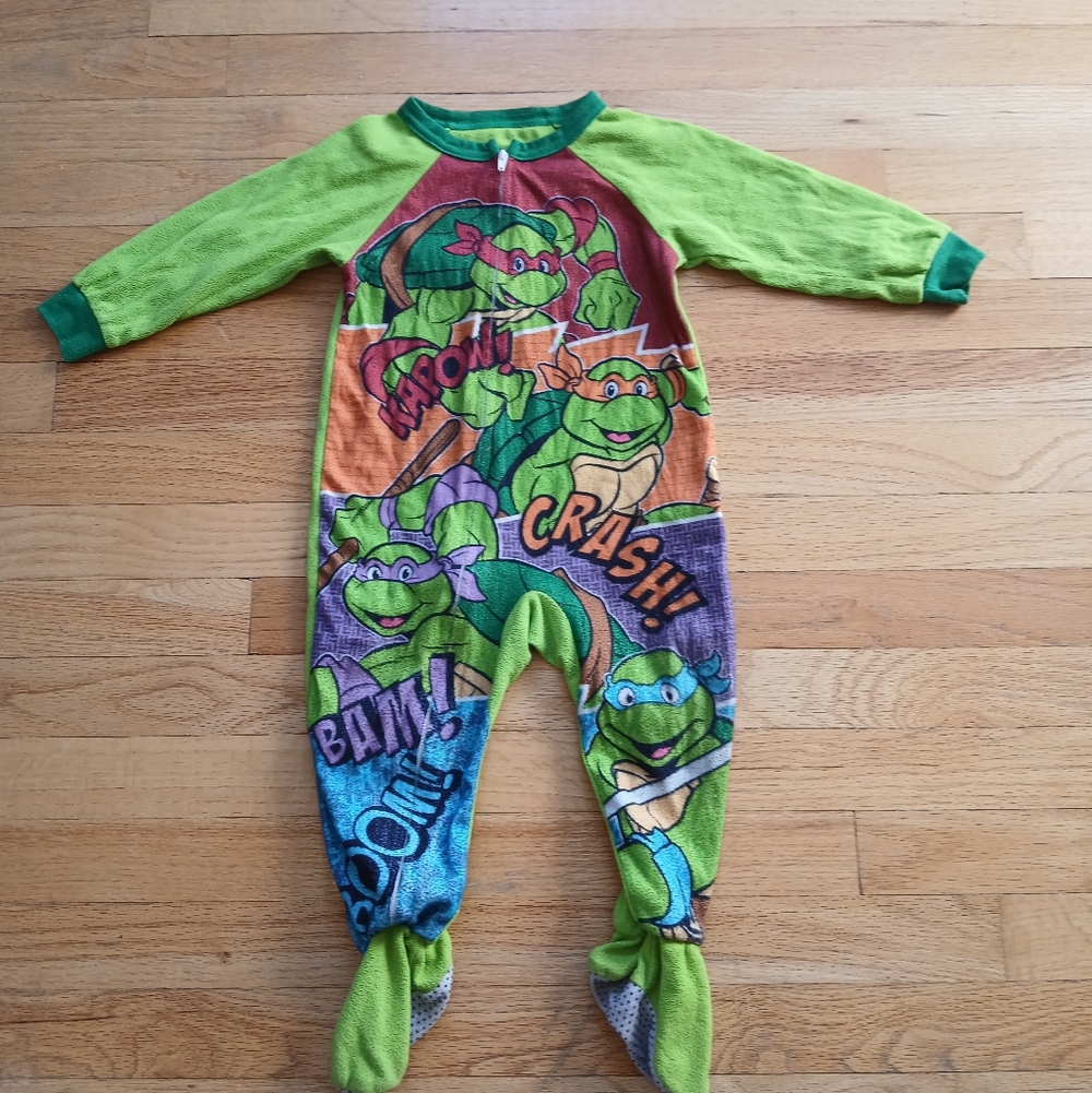 Nickelodeon Green and Blue Kids Footie Pajama